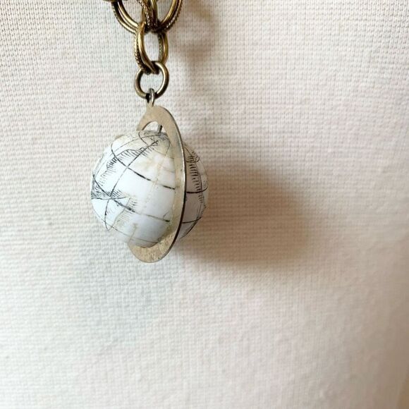 Vintage Silver Statement Globe Chunky Link Pendant Necklace Chain 30” - Picture 6 of 7